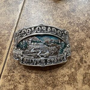 Vintage 1981 Colorado Silver State Train Belt Buckle American Buckle Co #22